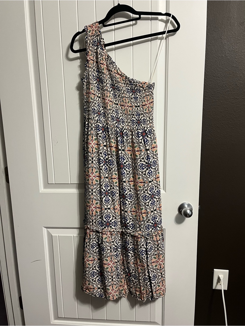 Knox Rose One Shoulder Boho Dress Stretch Sz Small Festival Hippie